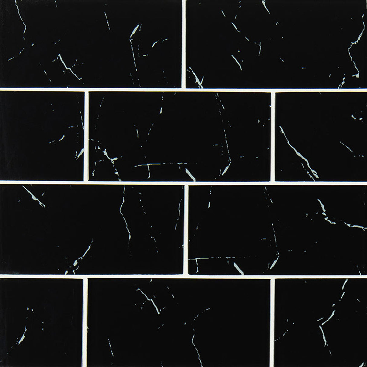 Nero marquina 3x6 matte glass wall tile SMOT-GL-T-NERMAR36 product shot wall view #Size_3"x6"