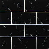 Nero marquina 3x6 matte glass wall tile SMOT-GL-T-NERMAR36 product shot wall view #Size_3"x6"