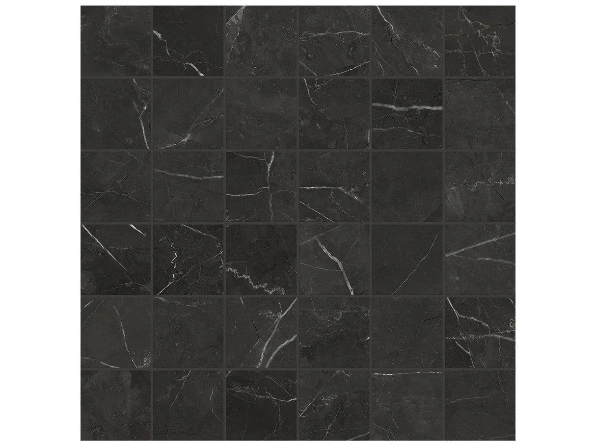 Anatolia Tile 2X2 La Marca Nero Honed 36 Piece Porcelain Mosaics. 1 Sheet = .96 Sf. 4501-0366-0 Nero Venato 2x2 Honed - premium natural stone mosaic tile from Anatolia Tile, available at PoshHaus showroom in Keene, NH