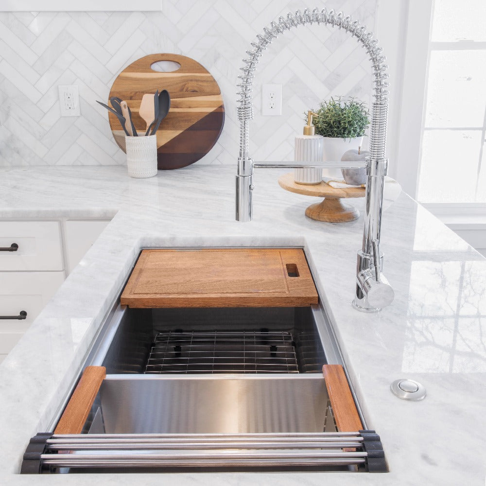 ZLINE Garmisch 33 in. Undermount Single Bowl Stainless Steel Kitchen Sink with Bottom Grid and Accessories (SLS-33)