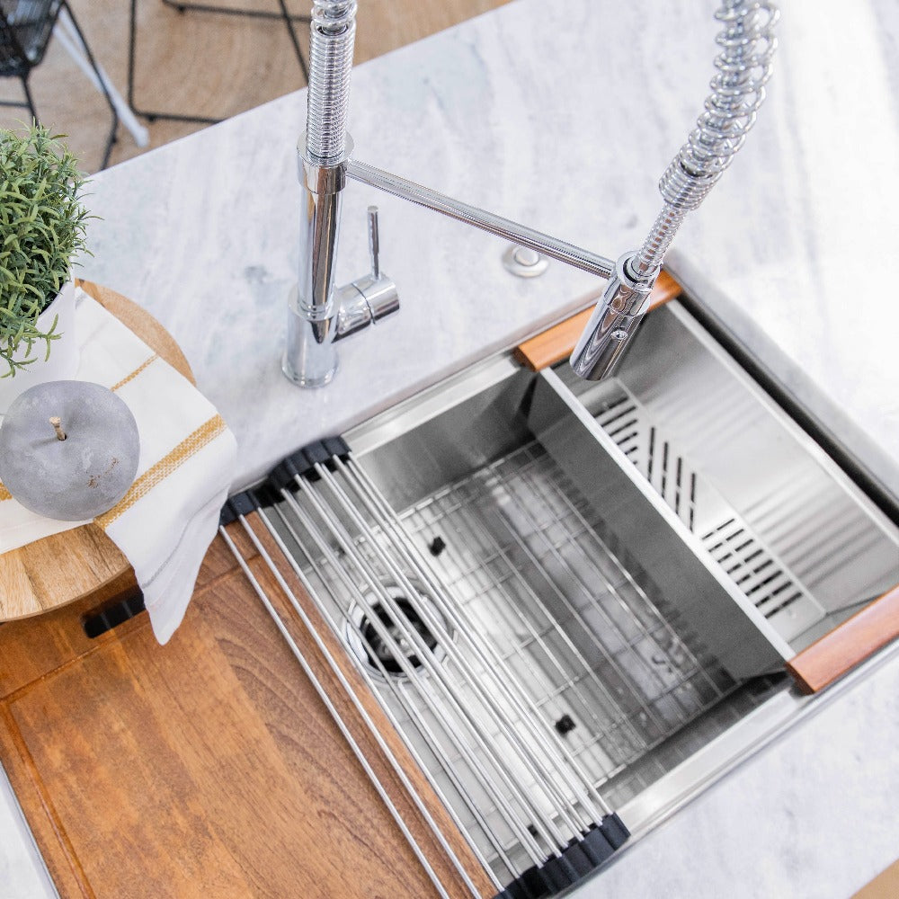 ZLINE Garmisch 33 in. Undermount Single Bowl Stainless Steel Kitchen Sink with Bottom Grid and Accessories (SLS-33)