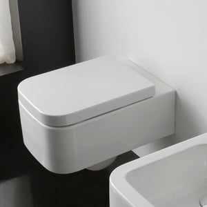 Modern Wall Mount Toilet, Ceramic, Squared
