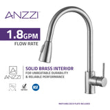ANZZI KF-AZ212BN Sire Single-Handle Pull-Out Sprayer Kitchen Faucet in Brushed Nickel