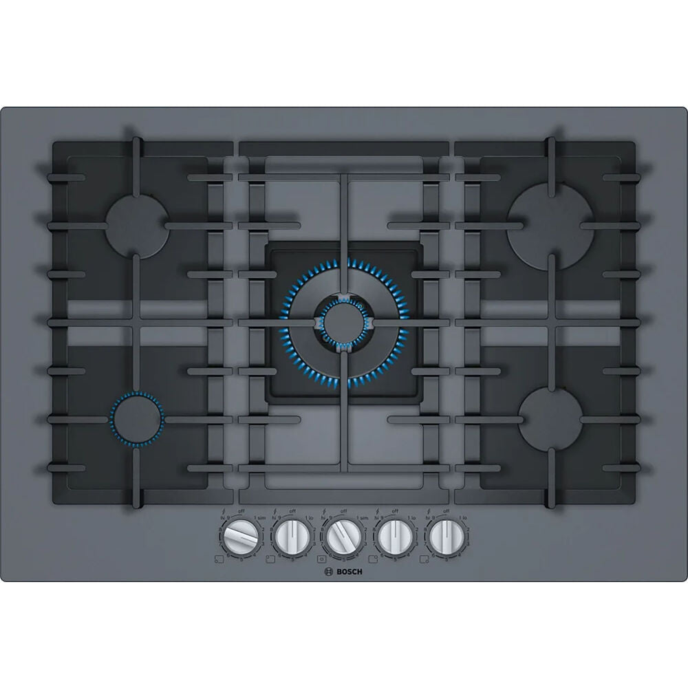 Bosch NGMP077UC 30" Gas Cooktop, Tempered Glass, FlameSelect