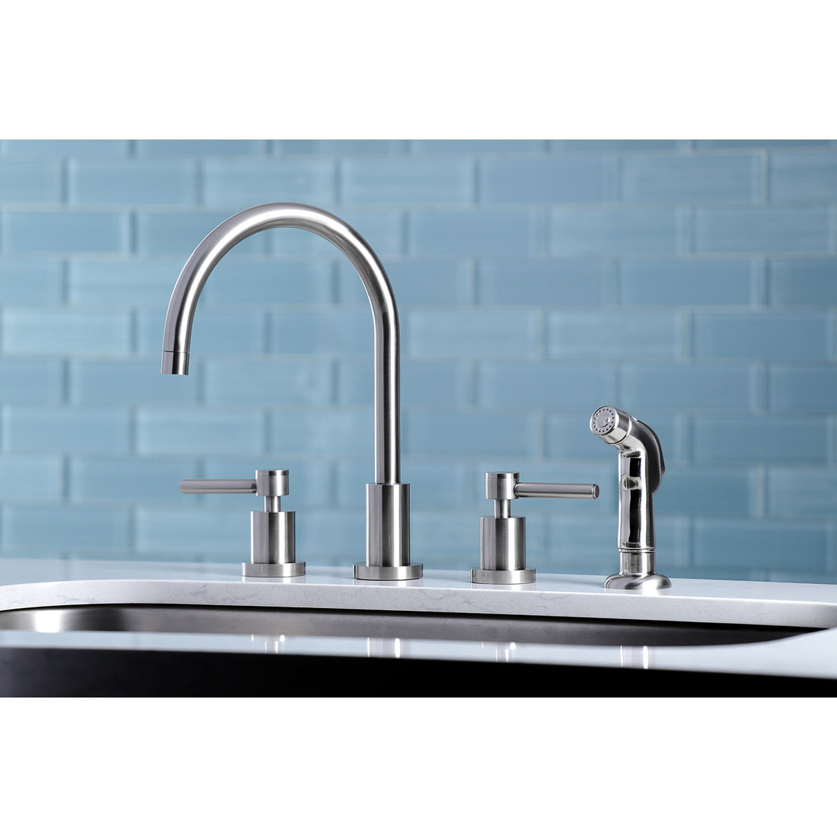 Kingston Brass KS8728DL Widespread Kitchen Faucet, Brushed Nickel