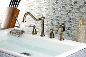 Kingston Brass KB1793BLBS Heritage Widespread Kitchen Faucet, Antique Brass
