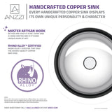 ANZZI BS-008 Cadmean 16 in. Handmade Vessel Sink in Polished Antique Copper with Floral Design Exterior