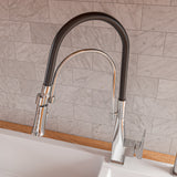 Polished Chrome Square Kitchen Faucet with Black Rubber Stem