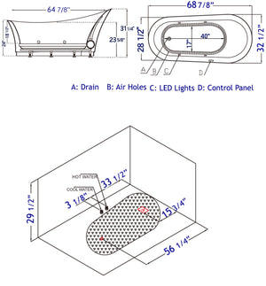 EAGO AM2140  6 Foot White Free Standing Air Bubble Bathtub