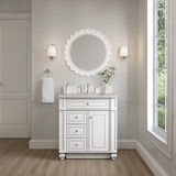 Bristol 30" Single Vanity, Bright White w/ 3 CM Victorian Silver Silestone Top