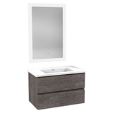 ANZZI VT-MR3CT30-GY 30 in W x 20 in H x 18 in D Bath Vanity in Rich Grey with Cultured Marble Vanity Top in White with White Basin & Mirror