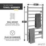 ANZZI TW-WM104BN Crete 10-Bar Stainless Steel Wall Mounted Towel Warmer Rack with Brushed Nickel Finish