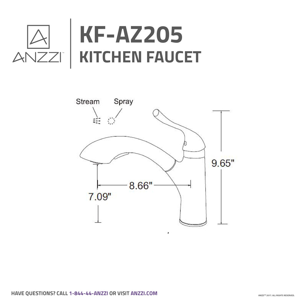 ANZZI KF-AZ205BN Di Piazza Single-Handle Pull-Out Sprayer Kitchen Faucet in Brushed Nickel