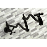 Kingston Brass KS2100AX Heritage Wall Mount Pot Filler, Matte Black