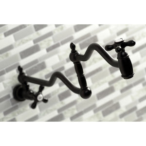 Kingston Brass KS2100AX Heritage Wall Mount Pot Filler, Matte Black