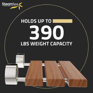 Leisure 20 in. Teak Wall Mounted Folding Shower Seat D-7-BN