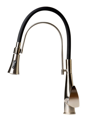 Brushed Nickel Kitchen Faucet with Black Rubber Stem