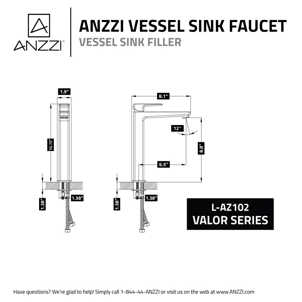ANZZI L-AZ102 Valor Single Hole Single-Handle Bathroom Faucet in Polished Chrome