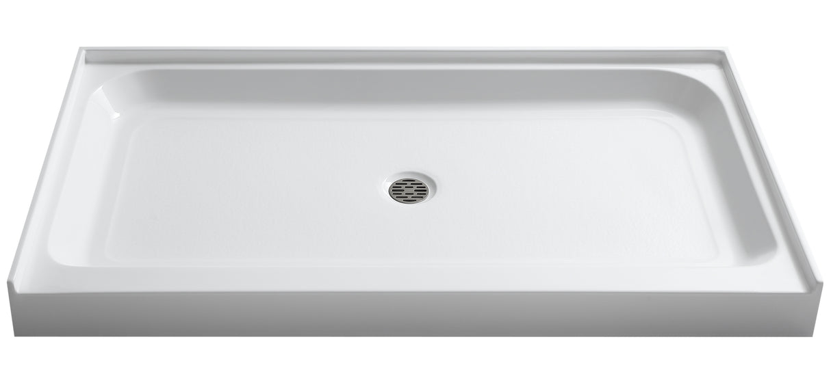 ANZZI SB-AZ03CD Tier 32 x 60  in. Center Drain Single Threshold Shower Base in White