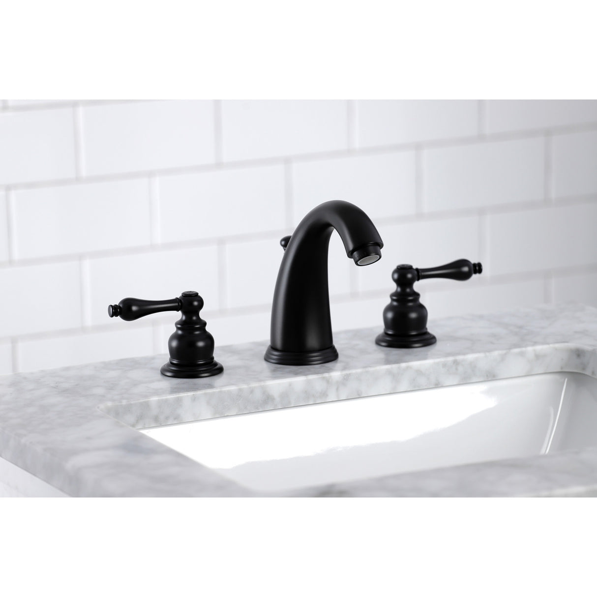 Kingston Brass KB980AL Victorian 2-Handle 8 in. Widespread Bathroom Faucet, Matte Black