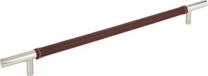 Atlas Homewares Zanzibar Brown Leather Pull 11 5/16 Inch (c-c) Polished Chrome