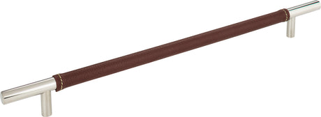 Atlas Homewares Zanzibar Brown Leather Pull 11 5/16 Inch (c-c) Polished Chrome