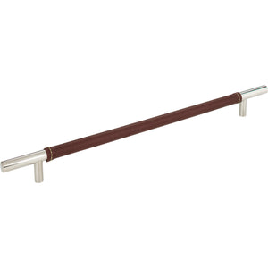 Atlas Homewares Zanzibar Brown Leather Pull 11 5/16 Inch (c-c) Polished Chrome