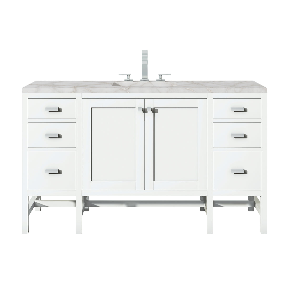 Addison 60" Single Vanity, Glossy White w/ 3 CM Victorian Silver Silestone Top