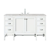 Addison 60" Single Vanity, Glossy White w/ 3 CM Victorian Silver Silestone Top