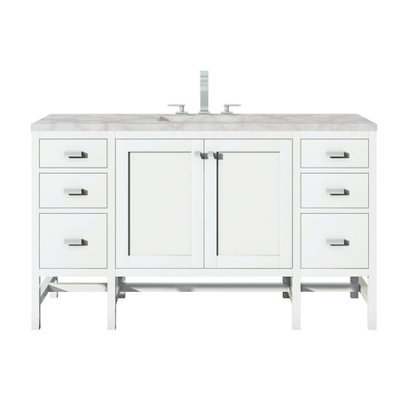 Addison 60" Single Vanity, Glossy White w/ 3 CM Victorian Silver Silestone Top