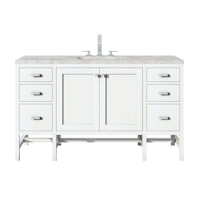 Addison 60" Single Vanity, Glossy White w/ 3 CM Victorian Silver Silestone Top