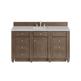 Bristol 60" Single Vanity, Whitewashed Walnut w/ 3 CM Eternal Jasmine Pearl Silestone Top