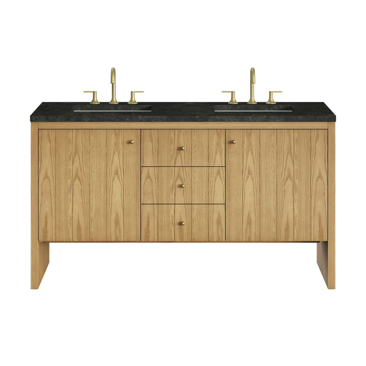 Hudson 60" Double Vanity, Light Natural Oak, w/ 3 CM Phantome Eclos Top