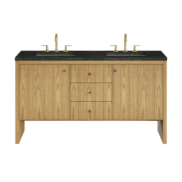 Hudson 60" Double Vanity, Light Natural Oak, w/ 3 CM Phantome Eclos Top