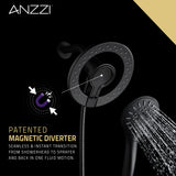 ANZZI SH-AZ067MB Valkyrie Retro-Fit 3-Spray Patterns with 7.48 in. Wall Mounted Dual Shower Heads with Magnetic Divert in Matte Black