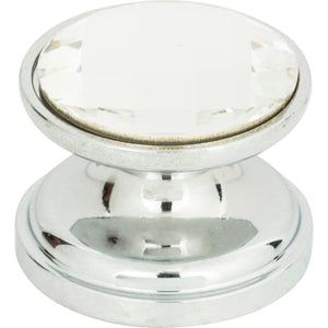 Atlas Homewares Crystal Large Round Knob 7/8 Inch Polished Chrome