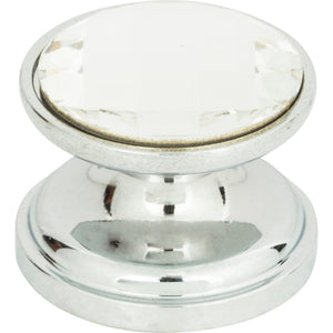 Atlas Homewares Crystal Large Round Knob 7/8 Inch Polished Chrome