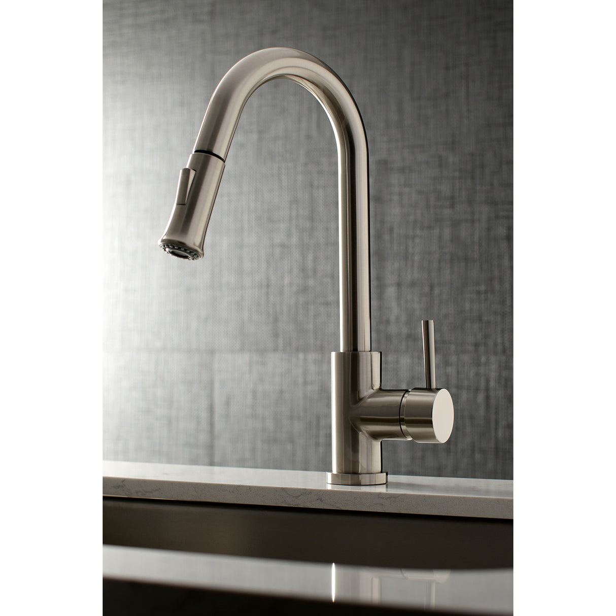 Gourmetier LS8628DL Concord Single-Handle Pull-Down Kitchen Faucet, Brushed Nickel