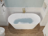 ANZZI FT-AZ503 Rossetto 5.6 ft. Solid Surface Center Drain Freestanding Bathtub in Matte White