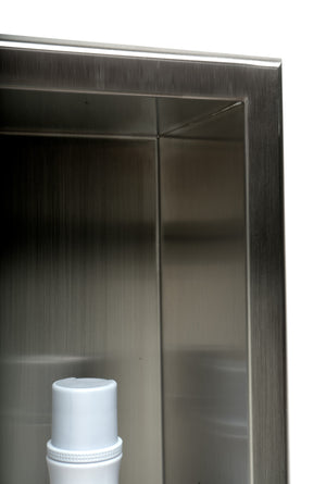 ALFI brand 16 x 16 Brushed Stainless Steel Square Single Shelf Bath Shower Niche