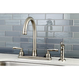 Kingston Brass FB7798FLSP Royale 8-Inch Centerset Kitchen Faucet with Sprayer, Brushed Nickel