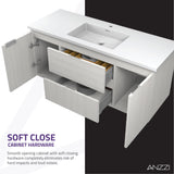 ANZZI VT-MRCT48-WH 48 in W x 20 in H x 18 in D Bath Vanity in Rich White with Cultured Marble Vanity Top in White with White Basin & Mirror