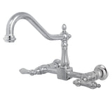 Kingston Brass KS1241AL Heritage Wall Mount Bridge Kitchen Faucet, Polished Chrome