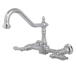 Kingston Brass KS1241AL Heritage Wall Mount Bridge Kitchen Faucet, Polished Chrome