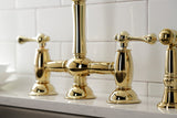 Kingston Brass KS3792BLBS Restoration Bridge Kitchen Faucet with Brass Sprayer, Polished Brass