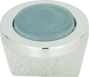 Atlas Homewares Spa Blue Round Knob 1 1/4 Inch Polished Chrome