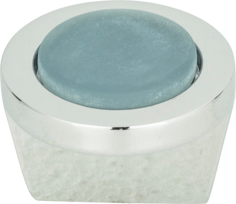 Atlas Homewares Spa Blue Round Knob 1 1/4 Inch Polished Chrome