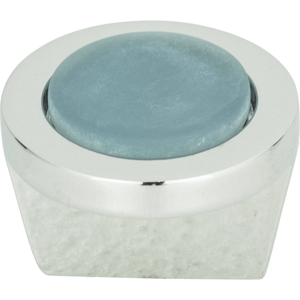 Atlas Homewares Spa Blue Round Knob 1 1/4 Inch Polished Chrome