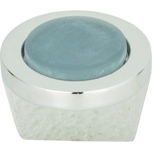 Atlas Homewares Spa Blue Round Knob 1 1/4 Inch Polished Chrome