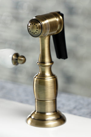 Kingston Brass KB1793PLBS Widespread Kitchen Faucet, Antique Brass